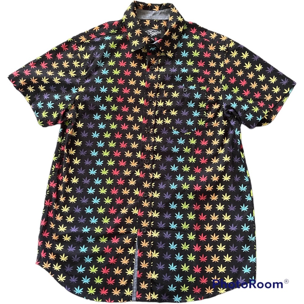 Eighty Eight Button Down Multicolored Pot Leaf Pr… - image 1
